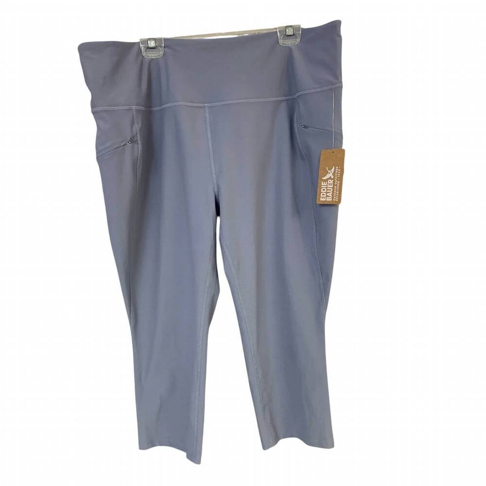 NEW EDDIE BAUER women's trail tight hiking high rise capris in light blue